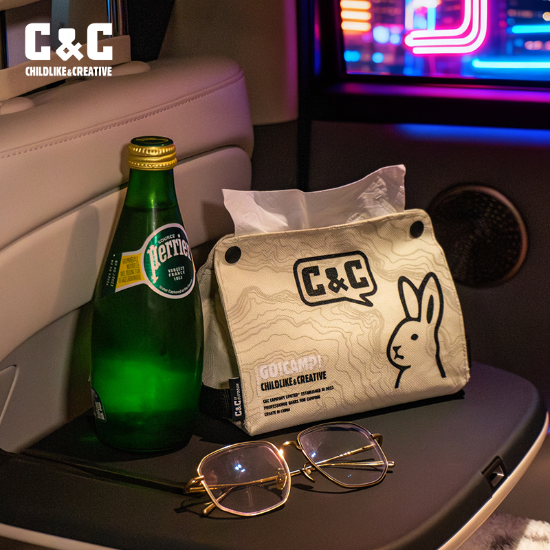 CC户外抽纸收纳包野餐纸巾盒车载客厅露营风格 - 图1