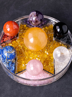 天然黄水晶七星阵聚财摆件厨房