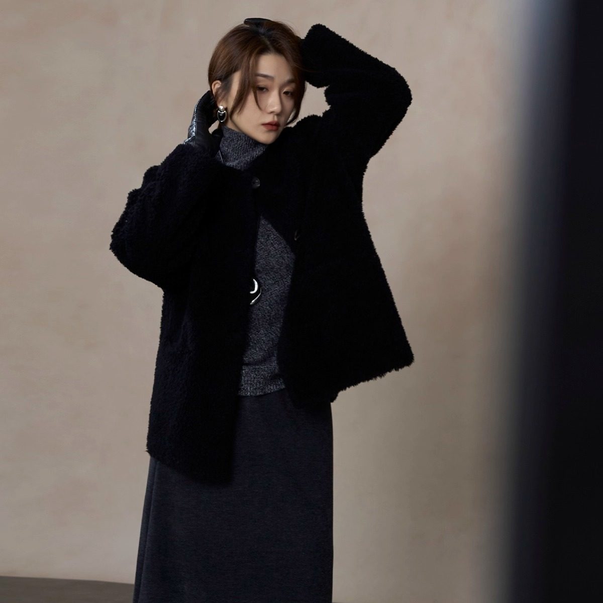 MENGJIAN100羊毛麂皮绒夹克外套女2025冬季新款皮毛一体轻奢大衣,淘宝优惠券,粉丝福利购,淘宝优惠卷