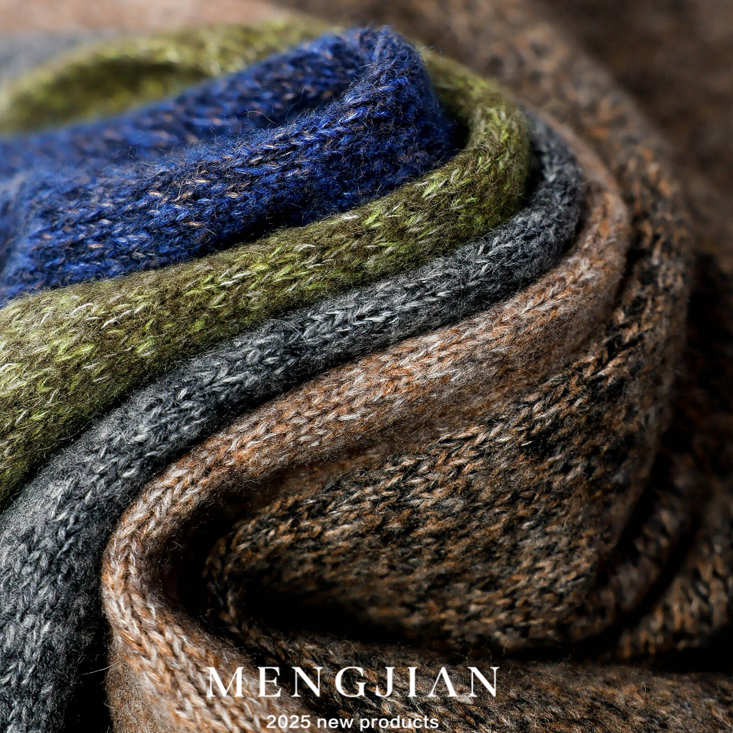 MENGJIAN森系羊绒蚕丝花纱围巾女2025秋冬季新款叠穿羊毛针织披肩