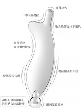 网红同款人鱼头刮痧板面部提拉美容专用精油拨筋刮脸眼部按摩棒新