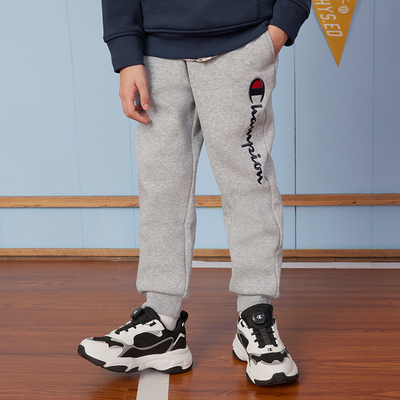 【厚绒】Champion冠军男女儿童装25秋冬经典刺绣休闲卫裤运动长裤 - 图1