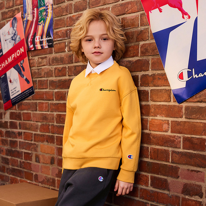 Champion冠军男女儿童26春季新款明线复古学院运动圆领卫衣外套,淘宝优惠券,粉丝福利购,淘宝优惠卷