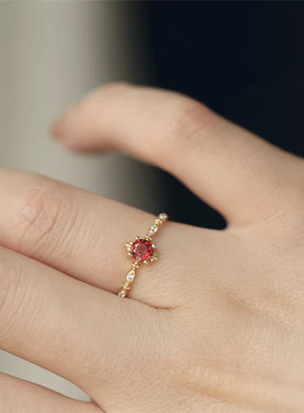 新款复古宫廷风酒红色锆石显白日