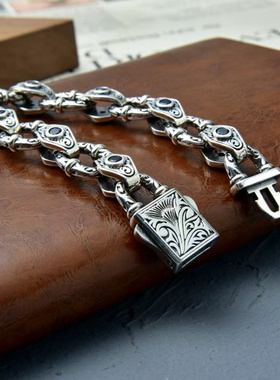 新款花藤纹恶魔之眼手链男士宽版