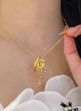 新款星如雨烟花吊坠项链新款气质