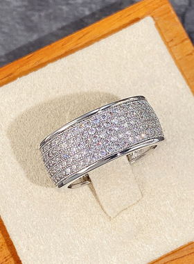 2025新款欧美流行五排钻个性戒指通用指环男女时尚潮流跨境热卖