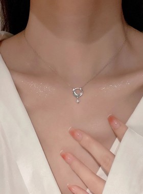 纯银项链女999纯银正品轻奢小众星月锁骨链颈链情人节礼物送女友