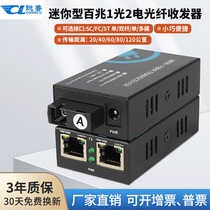 Satoshi Type 100 trillion 1 light 2 Electric fiber transceiver 100M Double network port MINI switch 5-12V photoelectric converter single multimode single dual fiber SC FC ST high-definition network light