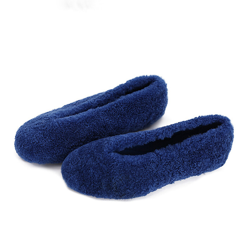 羊毛版！气质保暖平底芭蕾毛毛鞋女冬2025新款蓝色复古加绒棉单鞋,淘宝优惠券,粉丝福利购,淘宝优惠卷