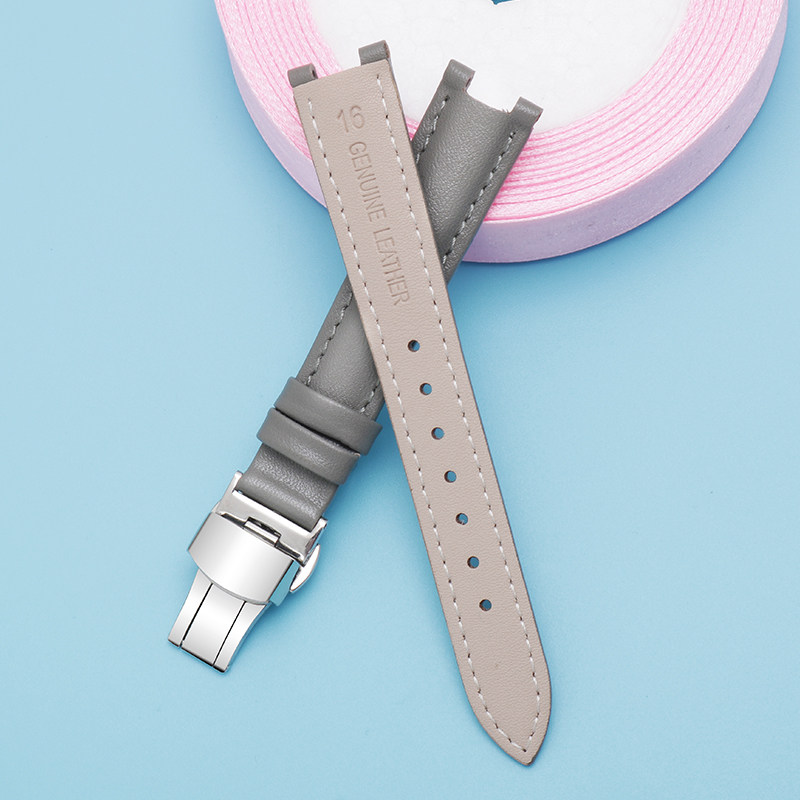 手表带女适配卡西欧手表小牛皮腕链 曼琳美运动配件