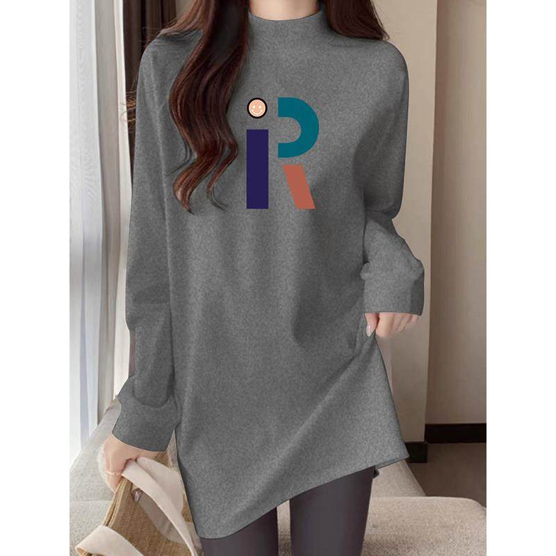 半高领磨毛内搭长袖t恤打底衫女秋冬中长款遮屁股配鲨鱼裤的上衣,淘宝优惠券,粉丝福利购,淘宝优惠卷