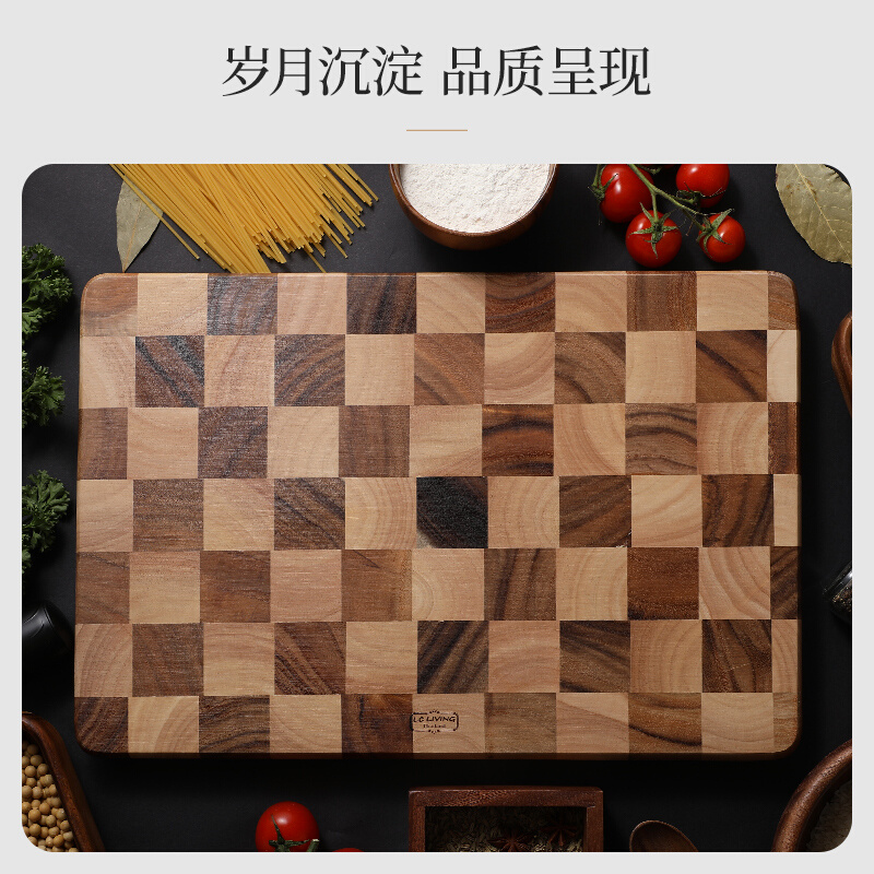 lcliving泰国相思木切菜板无漆无蜡家用实木棋盘格砧板厨房菜板 - 图3