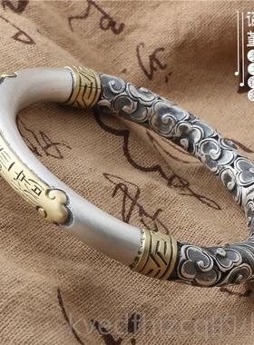 新款齐大圣悟空足银手工手镯金箍棒银手镯天999侣纯银情手纯环古