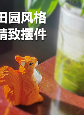 小松鼠纯手工木雕创意摆件实木动物雕刻办公室桌面装饰精致小礼物
