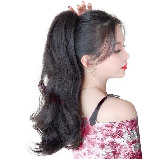 假发辫马尾抓夹大波浪高马尾仿真假发增加发量黑色自然卷发辫子女