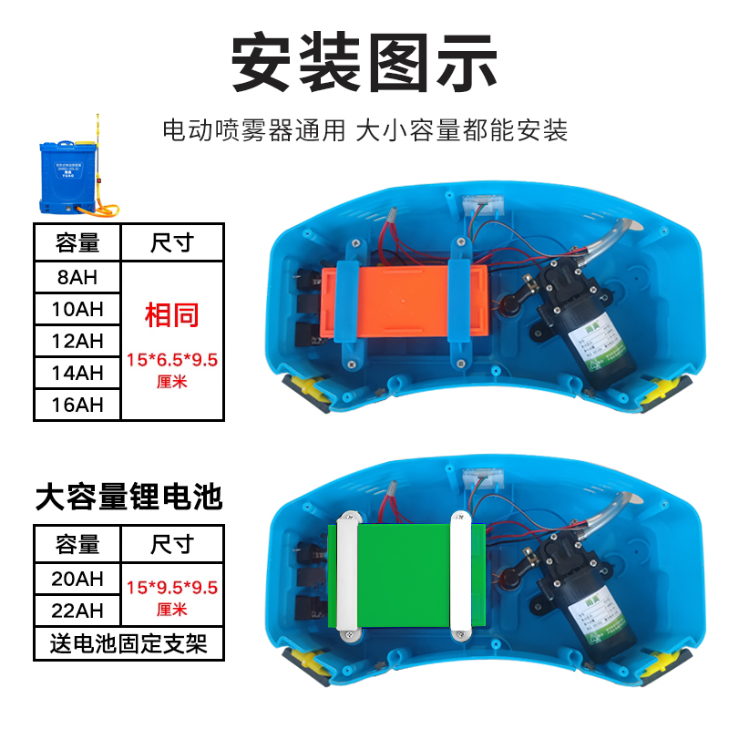 电动喷雾器锂电池12V20AH大容量打药机蓄电池农用12伏抽水泵电瓶 - 图2