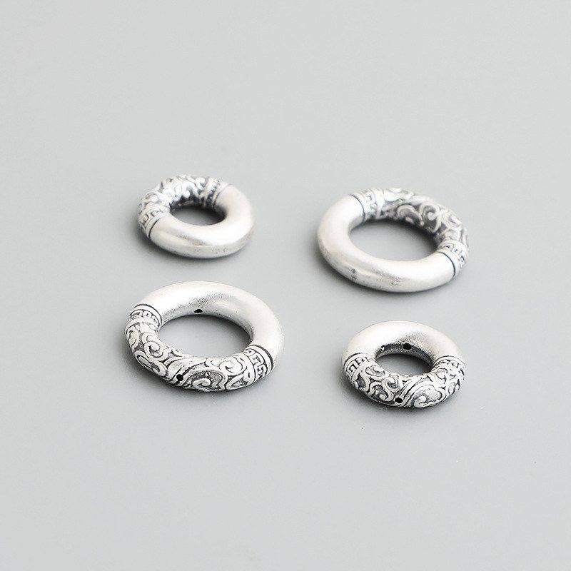 编绳圈闭口扣国风平安云纹配件DIY银祥手链硬3D足银项链999圆形S,淘宝优惠券,粉丝福利购,淘宝优惠卷