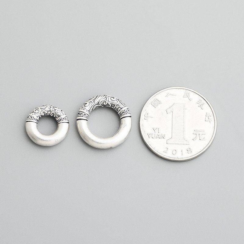 编绳圈闭口扣国风平安云纹配件DIY银祥手链硬3D足银项链999圆形S,淘宝优惠券,粉丝福利购,淘宝优惠卷