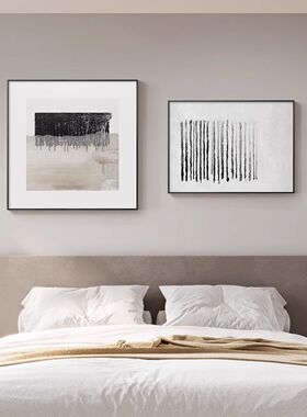 简约现代卧室装饰画侘寂风抽象艺术高级感壁画样板间主卧床头挂画