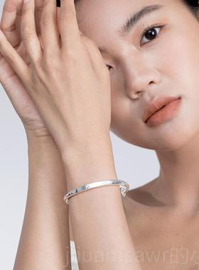 新款clec珂里熊维尼银手镯轻女小纯银年款999足银镯子银饰品t生日