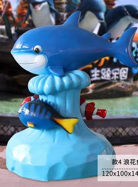 海洋生物系列玻璃钢摆件鲤鱼螃蟹龙虾雕塑园林景观海洋馆景区装饰