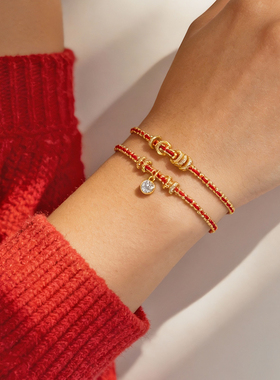 iKiCo红绳金色手链简约高级纯银