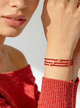 【新年礼物】iKiCoJewelry红运系列小米花多层琉璃手链S925银高级