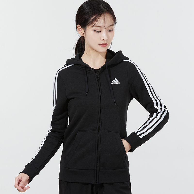 Adidas阿迪达斯女装冬款运动外套休闲连帽加绒夹克GM5567-图1