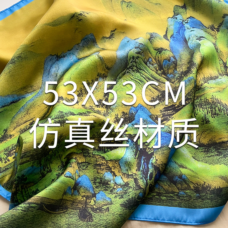 黑白小方巾丝巾女春秋夏季职业装饰护颈围脖子围巾搭配衬衫50x50 - 图3