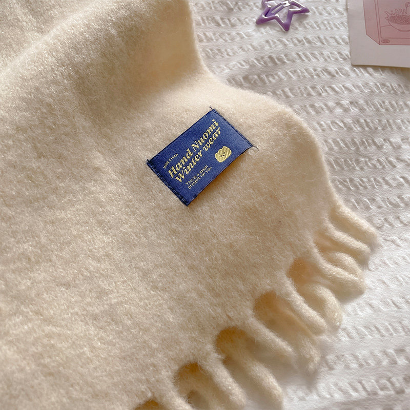 米白色韩版流苏儿童围巾秋冬季百搭简约纯色宝宝护颈加厚短小围脖,淘宝优惠券,粉丝福利购,淘宝优惠卷