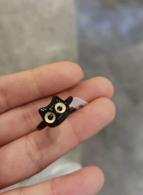 小红书小黑萌趣开口戒流行快时尚小众可爱学生情侣食指环简约精致