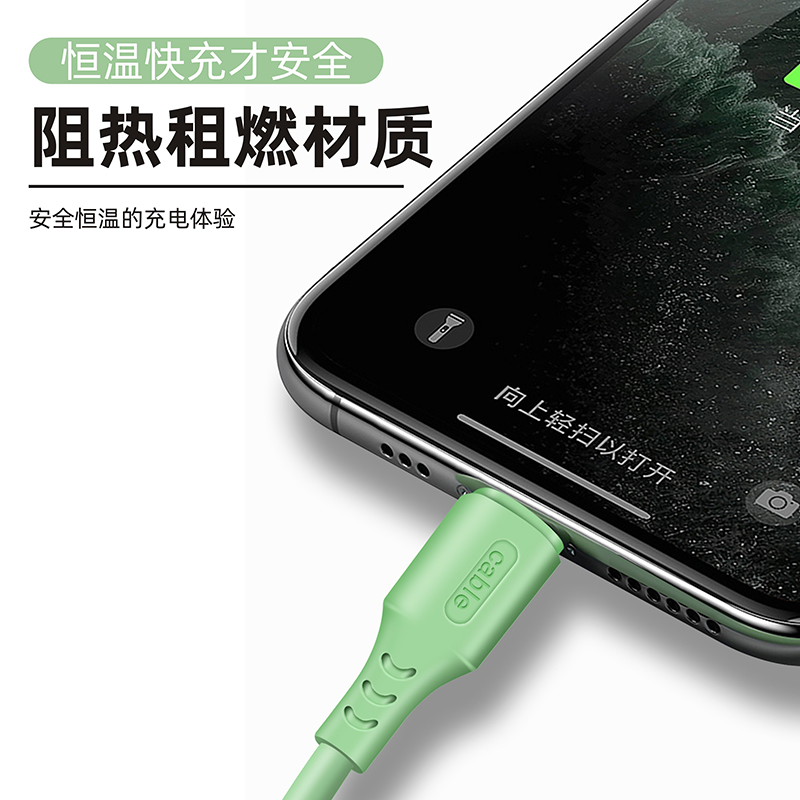 适用苹果x数据线液态硅胶iPhone手机充电线6s器7P加长11快充2米ipad七8Plus冲cd7六iphonex平板xsmax闪充xr软 - 图2