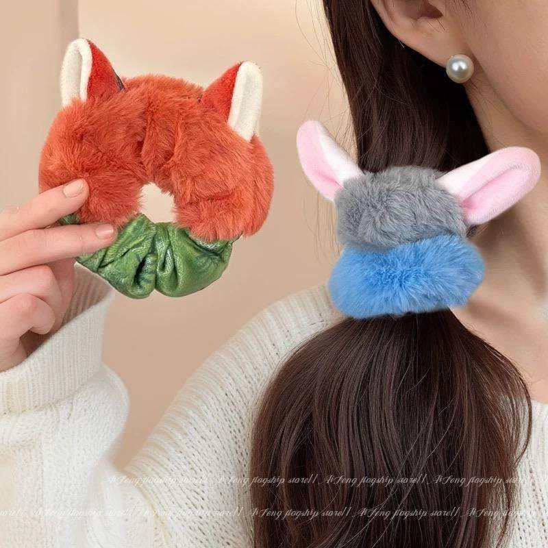 疯狂动物城朱迪尼克2025秋冬毛绒发圈头绳同款发绳皮筋大肠圈发饰,淘宝优惠券,粉丝福利购,淘宝优惠卷