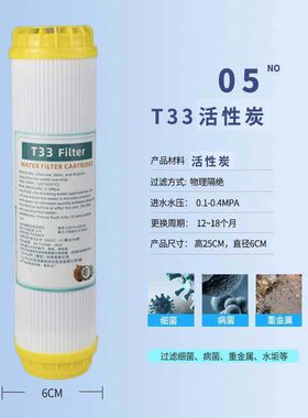 语音播报净水器专用滤芯10寸细滤芯直径6厘米家用净水器滤芯全套