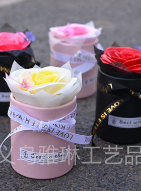 伴手礼小花束成品玫瑰花抱抱桶手工花配饰氛围摆件跨境仿真花