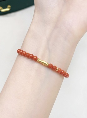 2025新款南红玛瑙柿子链女款时尚金鱼手链细铜饰品潮流小手串