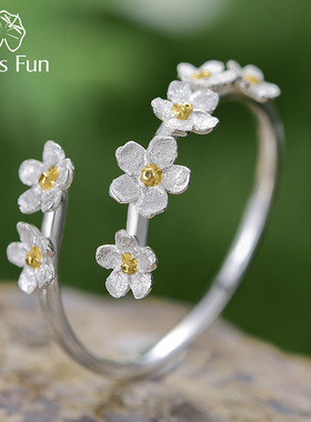 2025新款田园风S925纯银手工设计勿忘我女士清新饰品套装时尚爆款