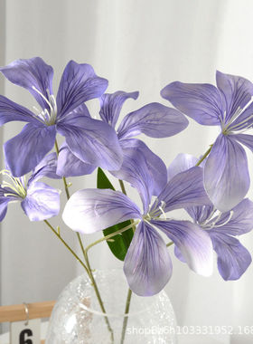 仿真花7头火焰兰3D打印百合花假花婚礼堂路引插花地排花装饰