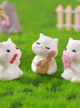 跨境2025新潮国风小猫微景观树脂摆件创意家居汽车装饰礼品