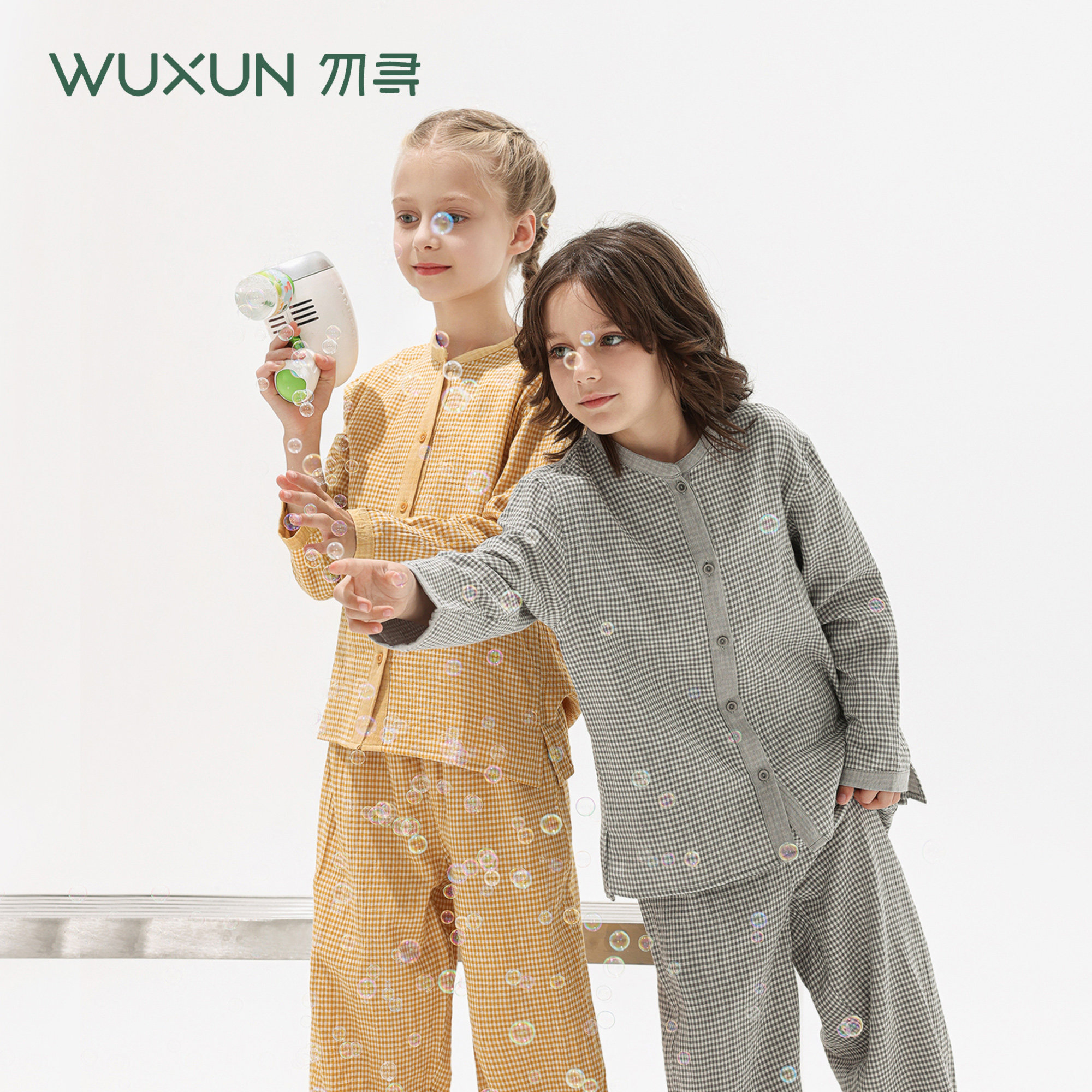 勿寻儿童睡衣纯棉双层纱a类夏季短袖女大童立领空调房男童家居服,淘宝优惠券,粉丝福利购,淘宝优惠卷