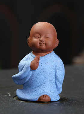 创意陶瓷小和尚摆件禅意小沙弥多肉花盆假山造景鱼缸盆景家居饰品