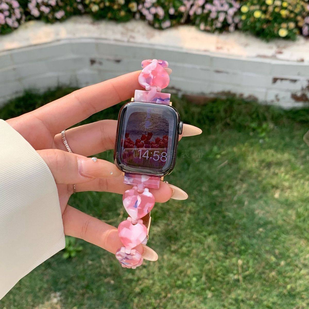 适用红米watch4手表带新款爱心贝壳纹树脂表带红米watch3青春版Active表带小香风女高级小米9pro透明树脂表带,淘宝优惠券,粉丝福利购,淘宝优惠卷