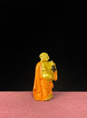 「系绮」十八罗汉布袋罗汉纯手工彩绘实心铜像摆件桌面车载摆件