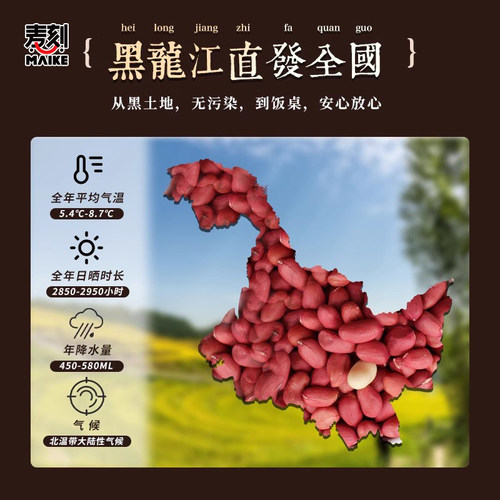 新货黑龙江特产东北红衣生花生米四粒红新鲜红皮小粒不带壳生米仁 - 图1