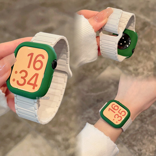 适用iwatch苹果手表applewatch表带s11张婧仪同款磁吸s10硅胶se3女款ultra专用s9创意新品高级质感小众 - 图2