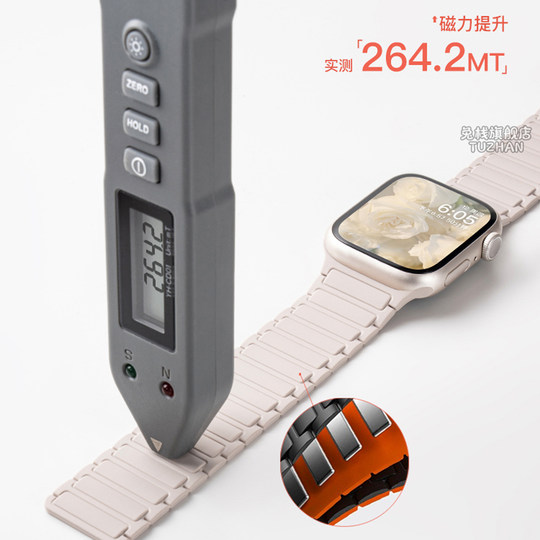 Zhang Jingyi El mismo modelo es adecuado para iWatch Apple Watch Applewatch Strap S9 Summer Day SE NEW ULTRA2 Men and Women S8 High-End S1T Sports Creative Sports Nicho magnético de silicona original
