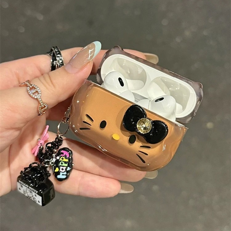 少女心甜酷风豹纹蝴蝶结KT表情适用airpods3保护套airpodspro2代苹果耳机保护壳airpods1/2代耳机套4代女款 - 图1