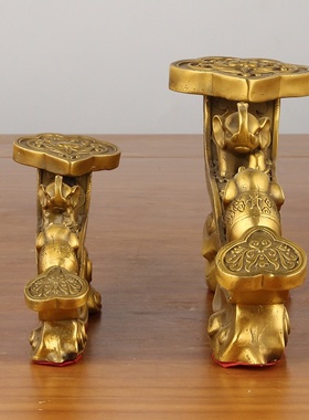 黄铜吉象如意吉祥如意件吉象富贵大象摆件办公桌桌面家居装饰品