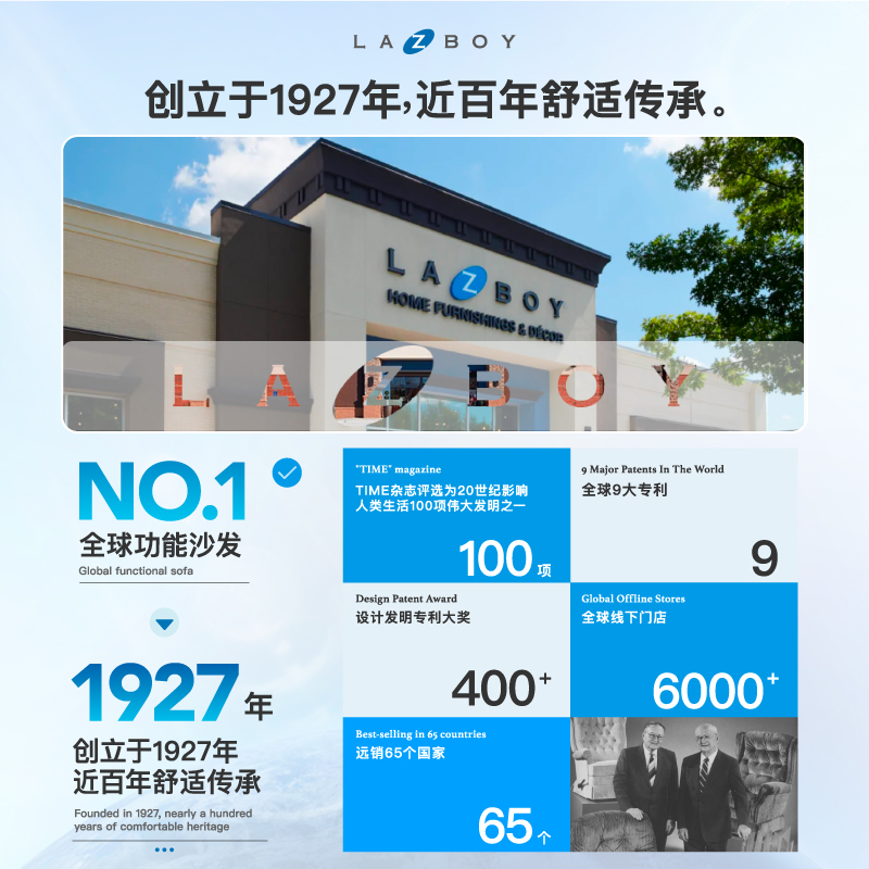 LAZBOY乐至宝多功能电动布艺沙发简约现代客厅小户型639佛罗伦萨 - 图2